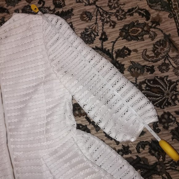 White Mesh A-Line Flared Midi Dress - Picture 6 of 9